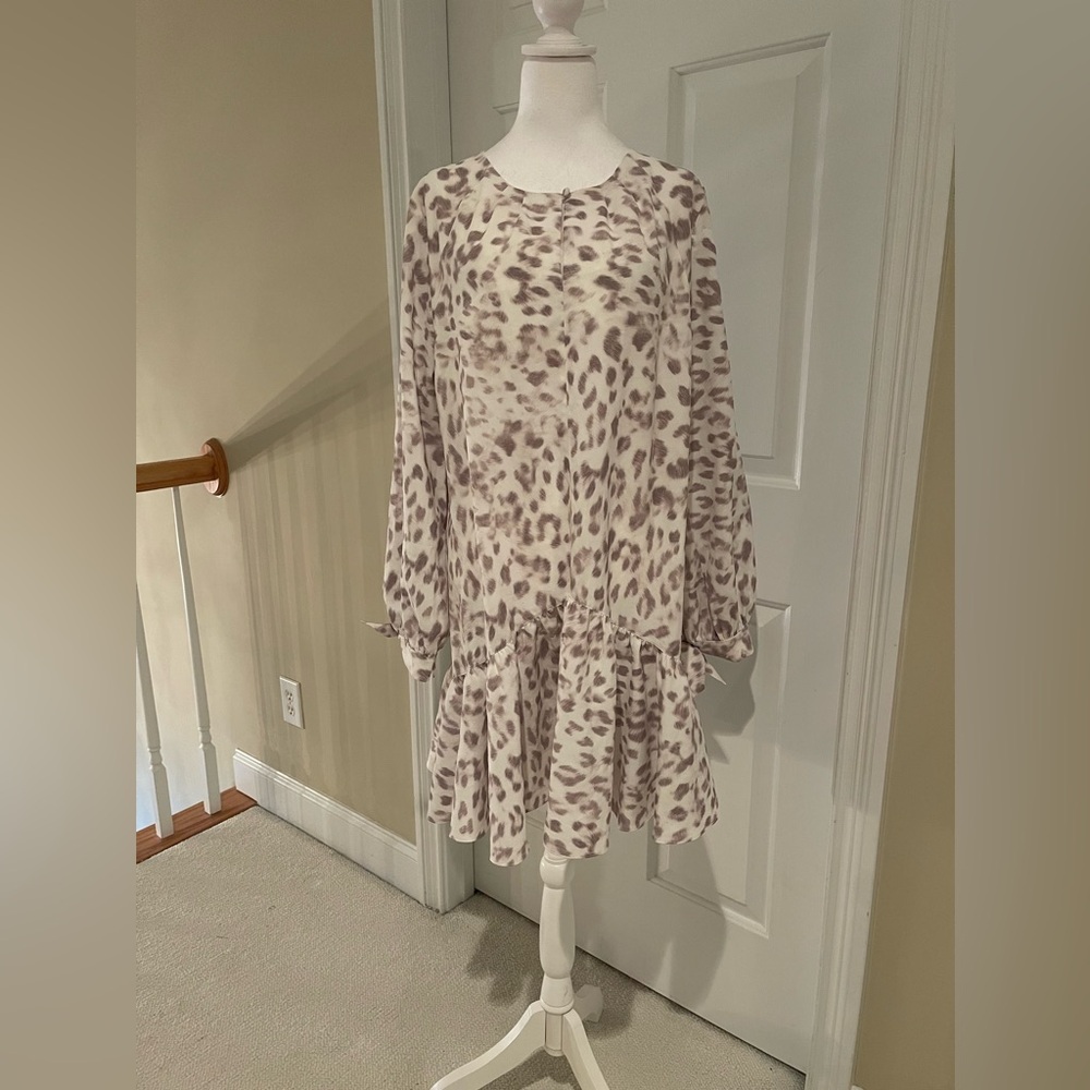 MARE MARE BY ANTHROPOLOGIE SNOW LEOPARD DRESS